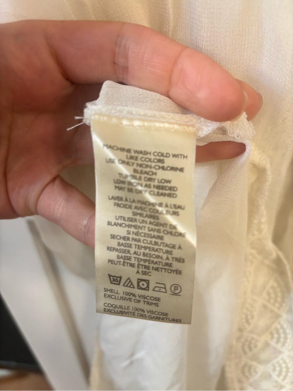 new Free People Snowbird Maxi lace trim button down top in ivory off white - Picture 14 of 14